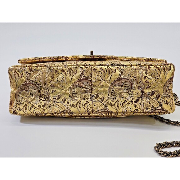 VINTAGE CHANEL Paris-Moscou Gold Brocade Flap Bag Lambskin‎ Purse Handbag EUC - Picture 9 of 16